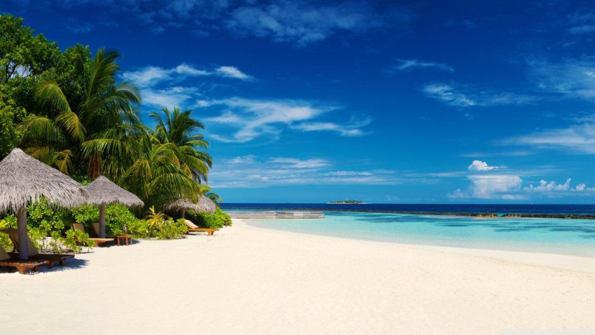 White sand beach summer holiday travel wallpaper 1366x768