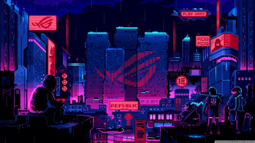 Cool pixel art background wallpaper 1366x768