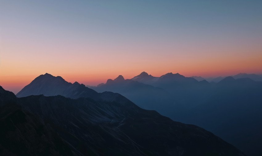 Mountain landscape after sunset free photo