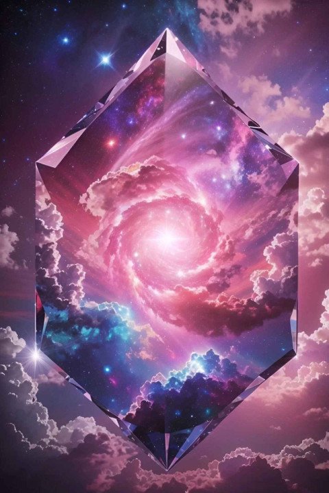 Galaxy stars energy diamond cloud pink God