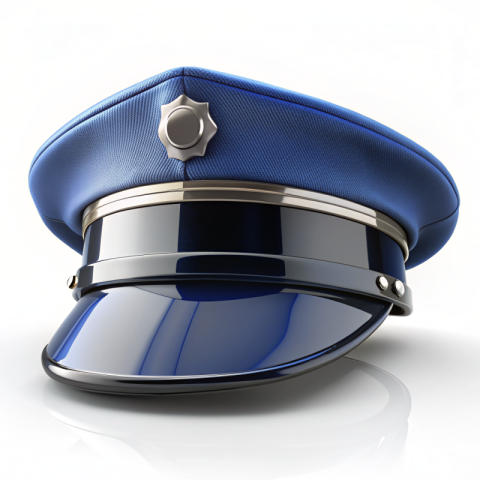 Police hat isolated 3d rendering on white backgrou